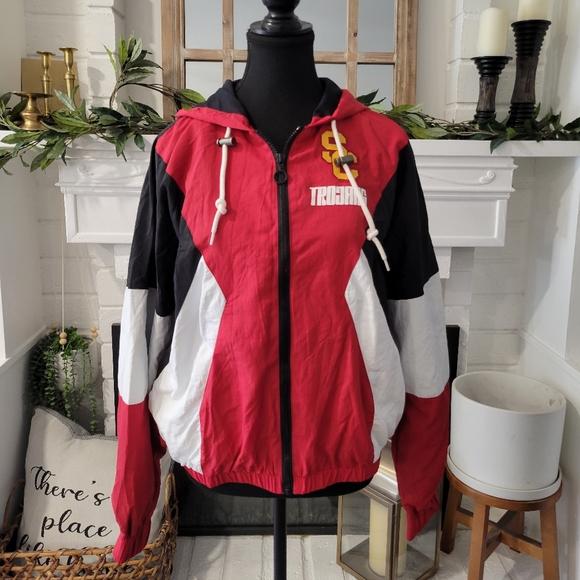 Womans Wear By Erin Andrews Usc Trojans Color Block Full Zip Hooded Jacket Small - Picture 1 of 7